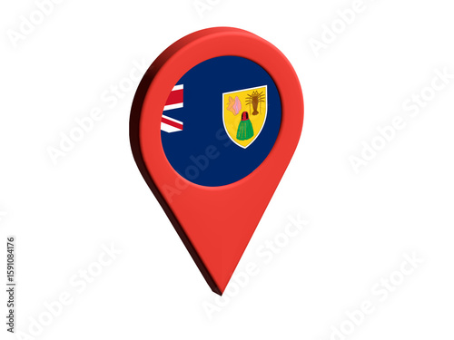 The flag of Turks and Caicos Islands, The flag of Turks and Caicos Islands in location icon, mockup of Turks and Caicos Islands flag