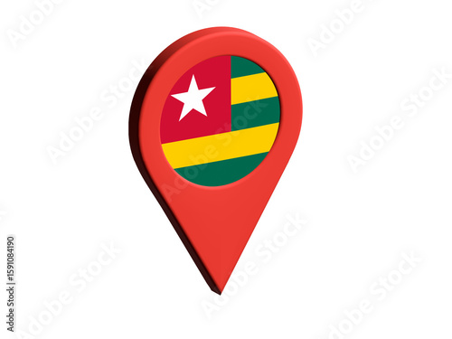 The flag of Togo, The flag of Togo in location icon, mockup of Togo flag