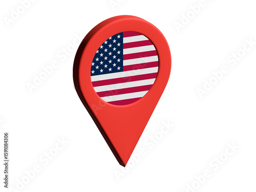 The flag of United States of America, The flag of United States of America in location icon, mockup of United States of America flag, US Flag