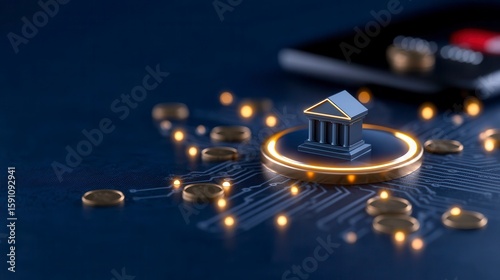 Digital banking online financial transactions cash and credit cards through technology. Innovative financial technology solutions for secure electronic money management and payment