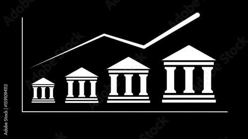 Analyzing sales data  concept on the transparent background. Economic growth graph chart strategic approach to success. Motion graphics of financial growth analysis concept. 4k video animation.