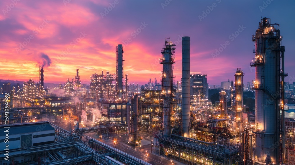 Fototapeta premium Industrial complex at dawn