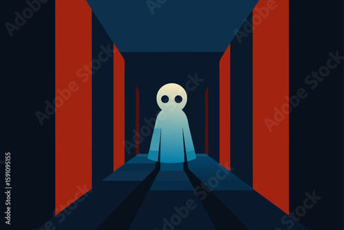 glowing boo ghost with bats halloween illustration