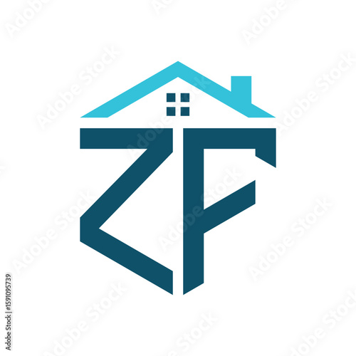 ZF House Logo Design Template. Letter ZF Logo for Real Estate, Construction or any House Related Business