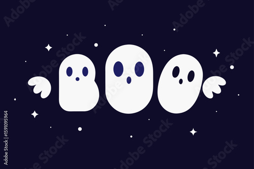 glowing ghost with mischievous grin halloween design
