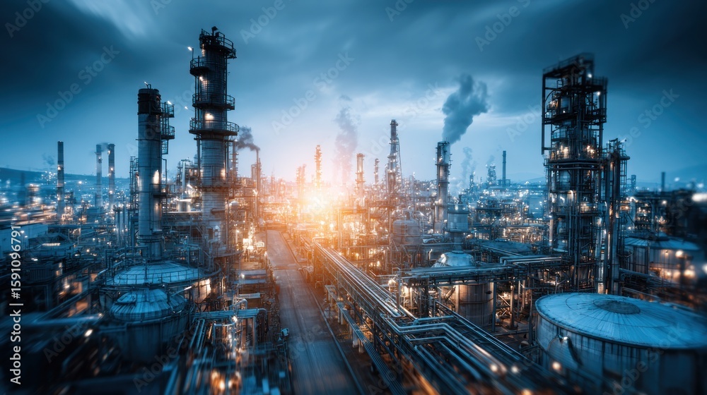 Large industrial complex at night Large industrial complex at night