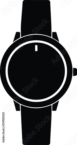 Hand Watch Vector Silhouette Illustration Flat Design Clipart for Watch Icon