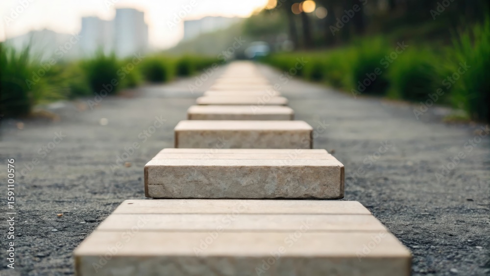 Fototapeta premium Pathway of blocks labeled with funding stages — startup to IPO concept 