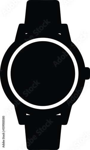 Hand Watch Silhouette Vector Clipart Flat Design Illustration for Timepiece