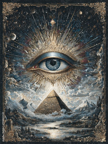 Mystic Eye Over Pyramid – Vintage Cosmic Egyptian Matchbox Art