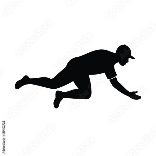 Dynamic illustration of a baseball shortstop diving to field a ground ball with speed and agility