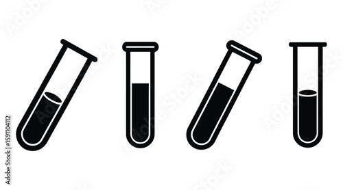 Test Tube Icons Set, Laboratory Experiment Symbol Vector