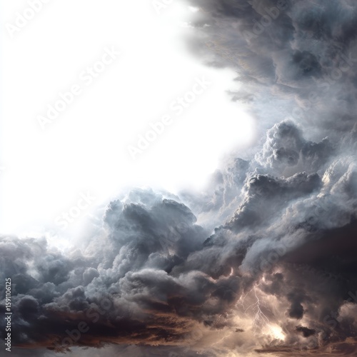 Dramatic clouds illuminated by sunlight