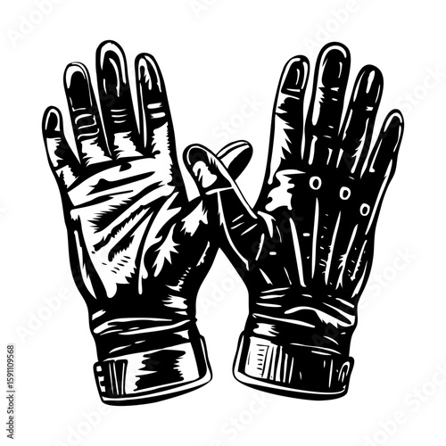 A vintage style illustration showing leather gloves