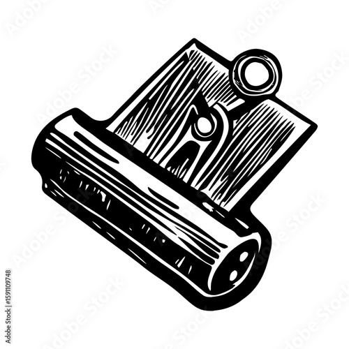 A vintage style illustration showing clip holder