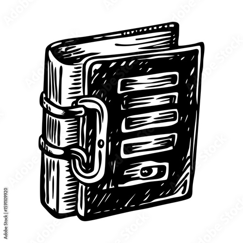 A glyph style illustration depicting police book