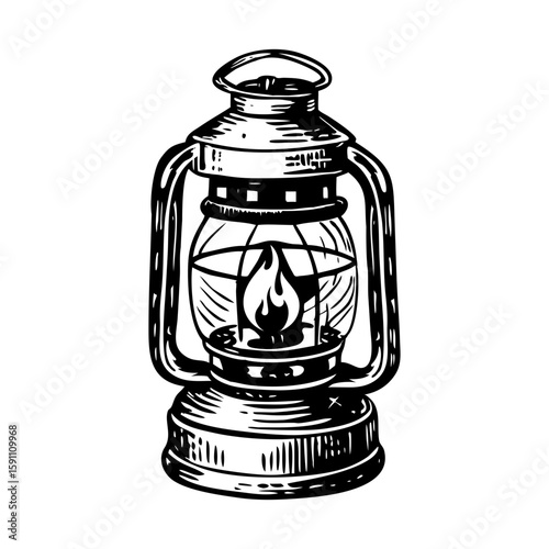 A vintage style illustration showing lantern