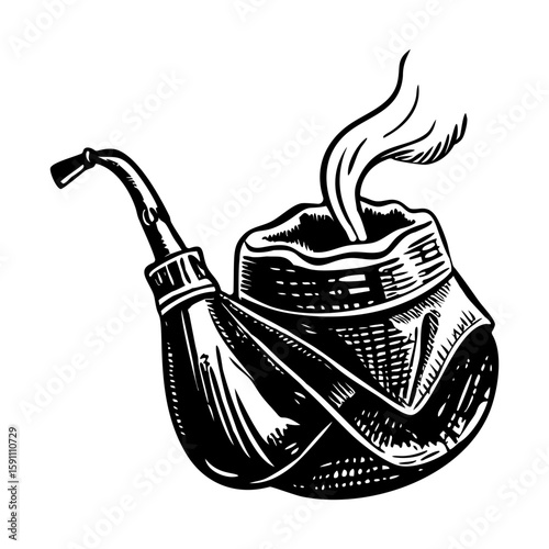 A glyph style illustration depicting smoking pipe