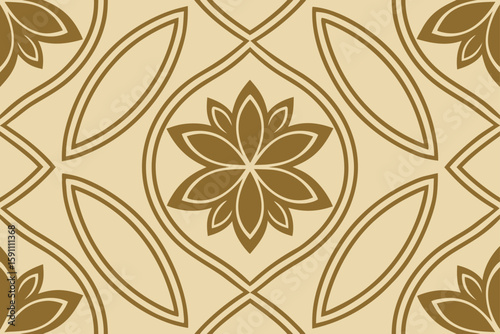 Golden Floral Geometric Pattern seamless