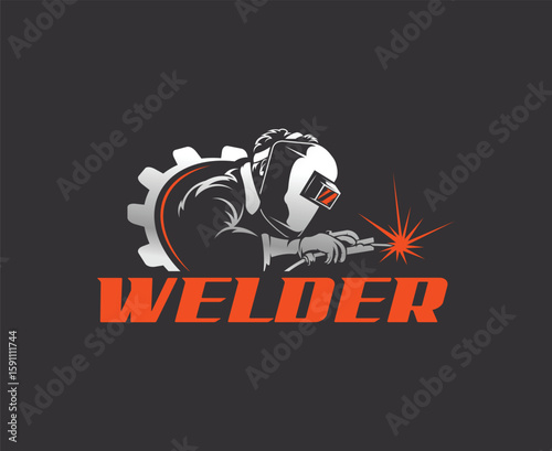 Industrial Welder with Gear Logo - Metal Fabrication & Engineering