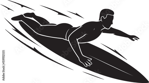 Dynamic Surfer Silhouette Vector Art

