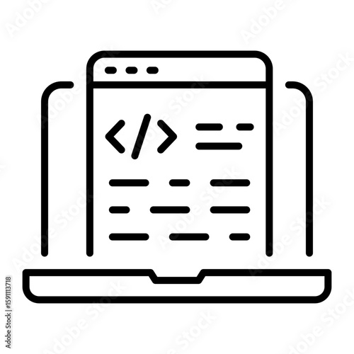 A line style icon showing software development