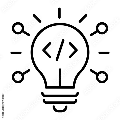 A linear style icon representing coding innovation