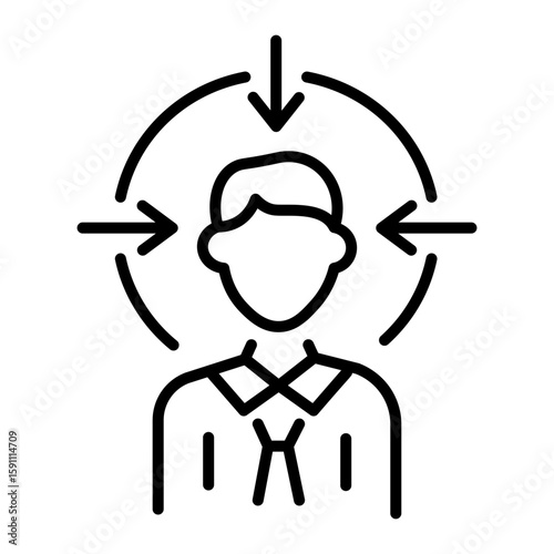 A line style icon showing concentration