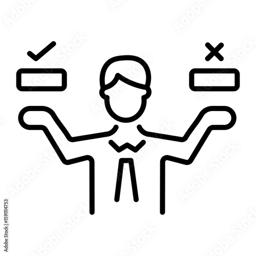 A linear style icon representing feasibility