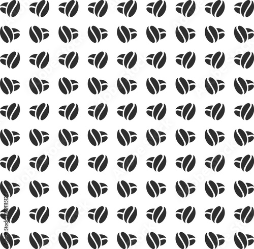Coffee beans seamless pattern, vector background. Repeated dark brown texture for cafe menu, shop wrapping paper.