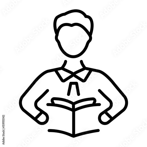 A linear style icon representing self learning