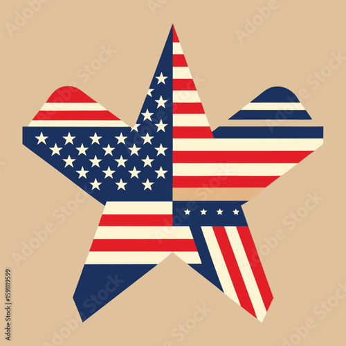 United States flag: patriotic American symbol with red, white, and blue stripes and stars