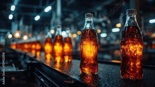 Bottles on manufacturing line