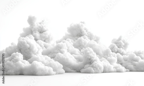 Cutout of clean white clouds on an isolated background, ideal for creating dreamy, serene, or peaceful designs in 3D rendering, Generative AI