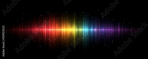 Vibrant rainbow gradient on a black background, symbolizing movement, energy, and dynamic color flow, ideal for event or music cover designs, Generative AI