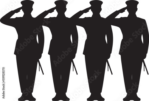 Saluting Army Officer Vector Illustrations

