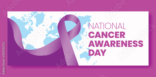 Cancer Awareness campaign social media cover, Header, and Horizontal Web Banner Template; Cancer Awareness Day layout background vector illustration