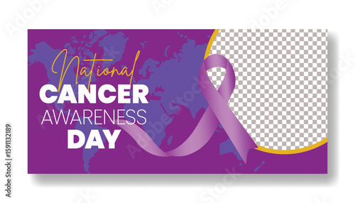 world Cancer Awareness Day horizontal banner and social media cover vector template, Cancer Awareness campaign layout background vector illustration