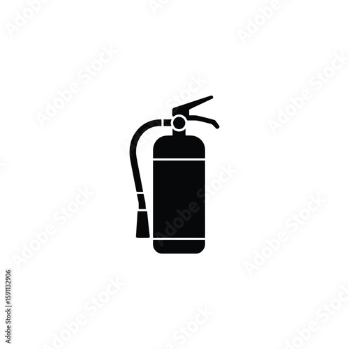 Black Fire Extinguisher Symbol on Transparent Background Safety Device, Equipment