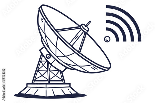 A satellite dish antenna transmitting wireless signals