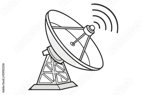 A satellite dish antenna transmitting wireless signals