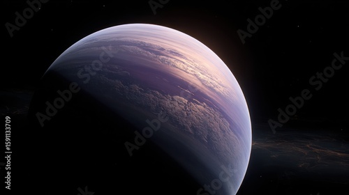 Colorful planet with swirling atmosphere in dark space illustration
