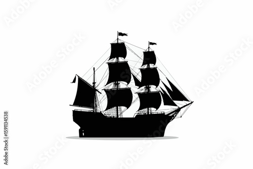 Ship Silhouette, Black Ship Art, Nautical Wall Art, Minimalist Ship, Bold Silhouette, Clean Line Art, Modern Nautical Decor, Ocean Vessel Print, Maritime Poster, Sailboat Silhouette, Simple Ship Drawi