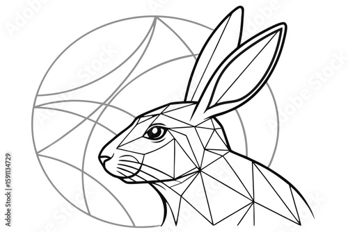 Geometric rabbit head with circular design