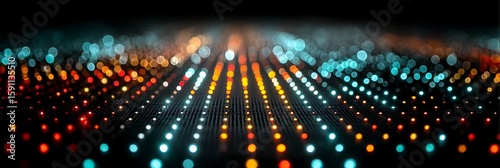 Abstract Colourful L E D Lights Dance Floor Dark Background Illuminated Bright Orange Red Blue Teal Glowing Bokeh Pattern Texture