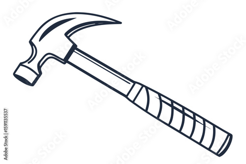A simple line drawing of a claw hammer