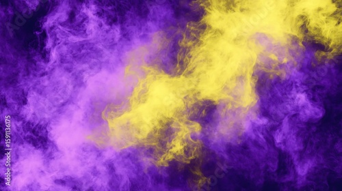 Vibrant purple and yellow smoke swirling