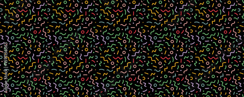 Seamless pattern with colorful falling decorative sprinkles banner, poster, cards background. birthday cover elements Seamless Pattern with Color Sprinkles. Colorful Vector Carnaval Confetti backdrop.