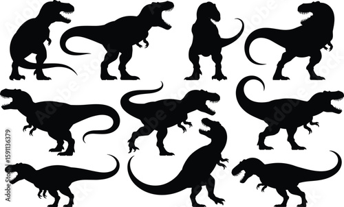 Velociraptor Dinosaur Vector Silhouette Bundle Vector Illustration