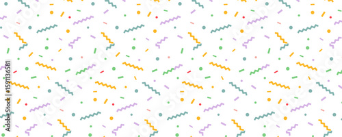 Seamless pattern with colorful falling decorative sprinkles banner, poster, cards background. birthday cover elements Seamless Pattern with Color Sprinkles. Colorful Vector Carnaval Confetti backdrop.